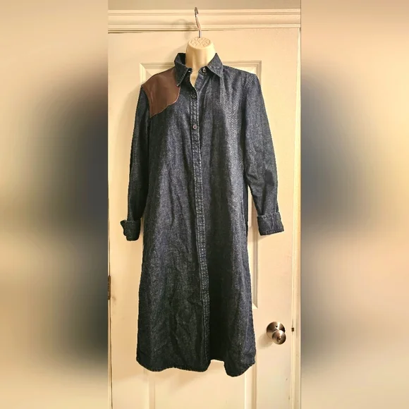 white christmas dresses NEW Ralph Lauren Leather Trim Denim Dress Size 8 – KMK Luxury Consignment